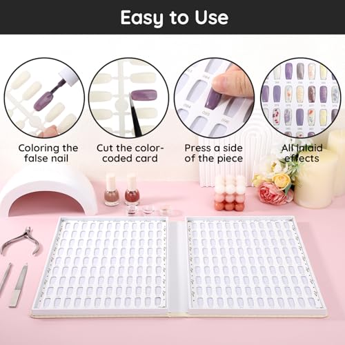Segbeauty 216 Nail Colors Display Chart, Nail Polish Organizer Display Book with 240 False Nail Tips, Professional Nail Art Salon Supplies Nail Color Nail Gel Card Nail Sticks