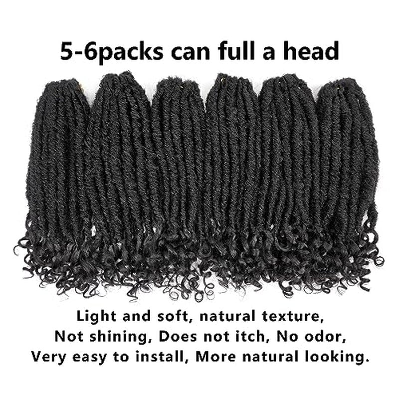 Goddess Faux Locs Crochet Hair 10 Inch Straight Goddess Locs with Curly Ends 6 Pcs/Lot Pre-looped Synthetic Crochet Braids Hair for Women(1B#)