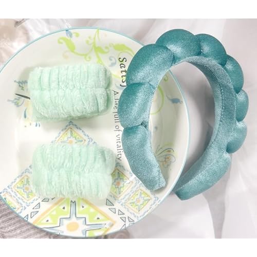Spa Headbands for Washing Face Velvet Makeup Headband Combo Pack - Puffy Makeup Headbands for Face Washing, Mask, Skin Treatment