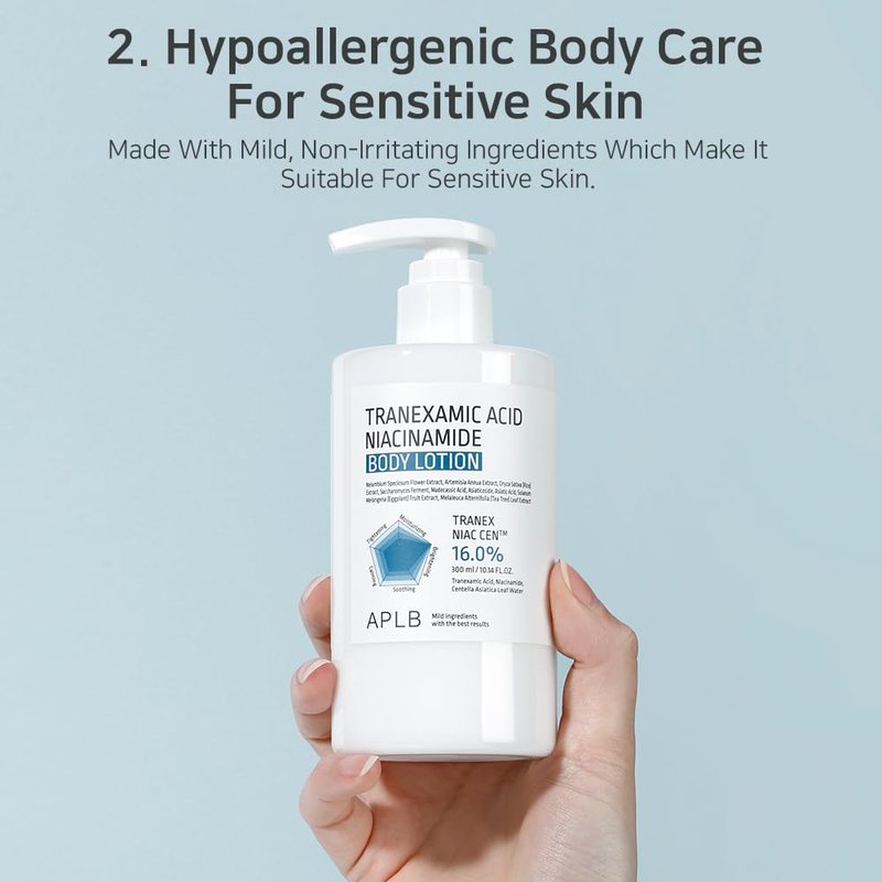 APLB Tranexamic Acid Niacinamide Body Lotion | TRANEX NIAC CEN™ 16.0% 10.14 FL.OZ/Korean Skincare, Long lasting hydration, Blemish Care, Helps with skin discoloration