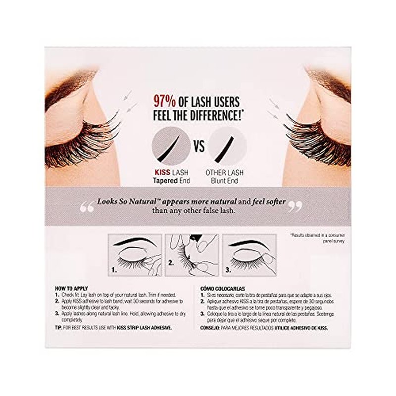 KISS Looks So Natural False Eyelashes Double Pack, Lightweight & Comfortable, Tapered End Technology, Reusable, Cruelty-Free, Contact Lens Friendly, Style 'Flirty', 2 Pairs Fake Eyelashes