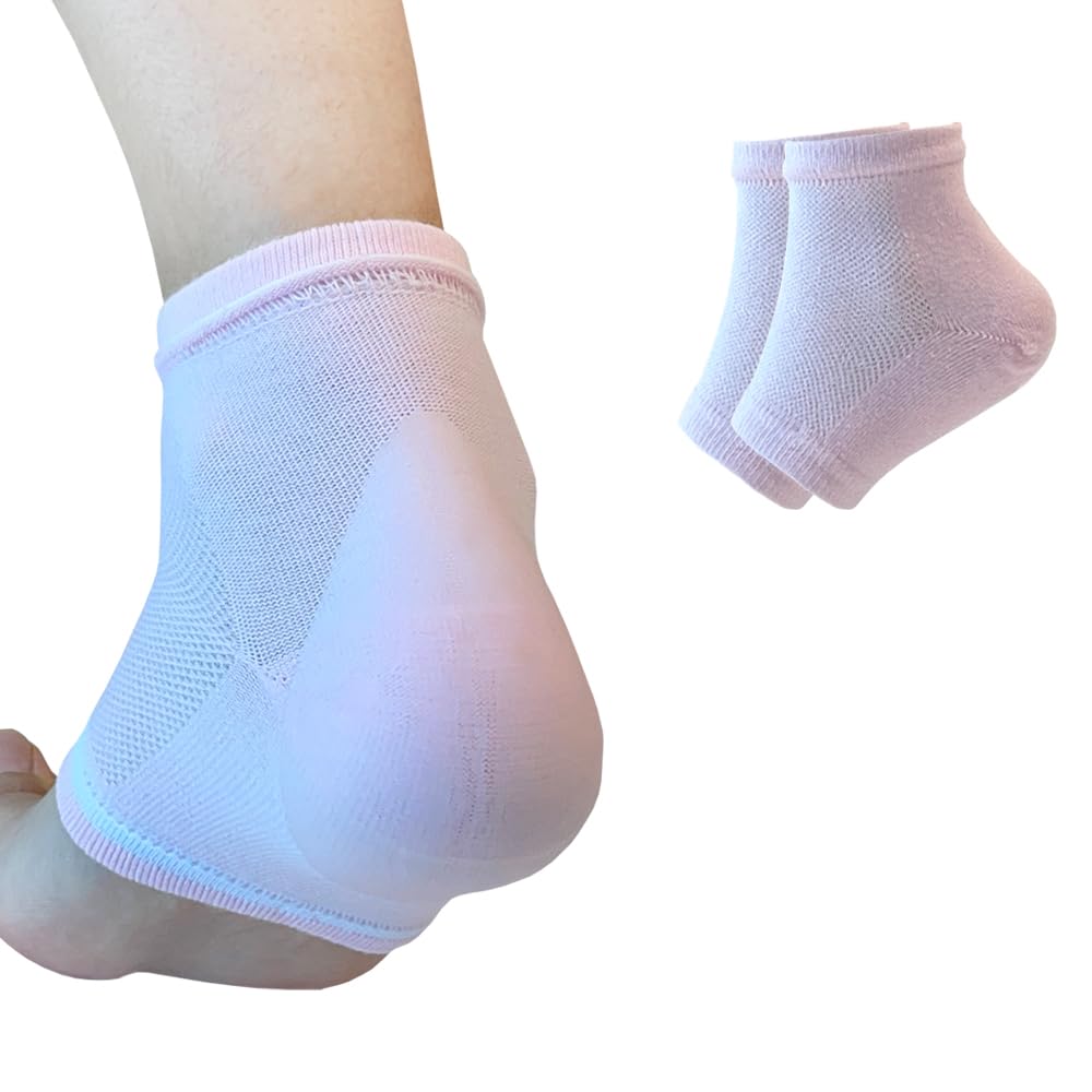 Moisturizing Gel Heel Socks to Repair Dry Cracked Heel - Soften, Soothe, and Revitalize Your Feet, for Men and Women (Light Pink, 1 Pair)