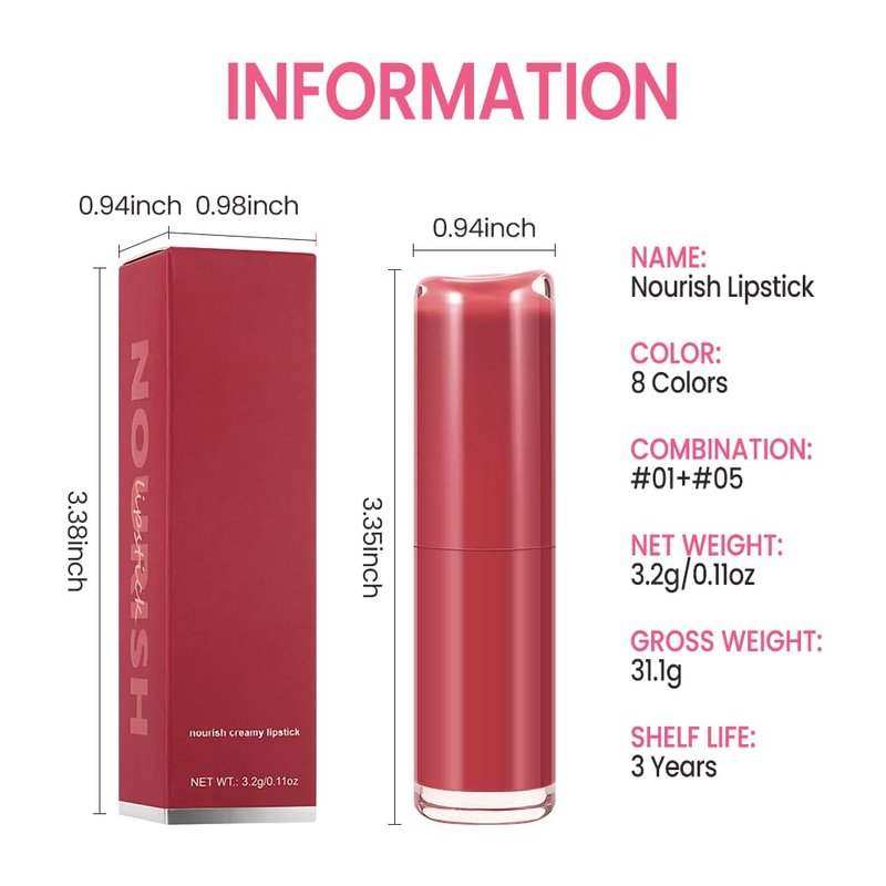 HHLTOH 2Pcs Honey Lipstick Tinted Lip Balm Set - Matte Tint Cream Lipsticks for All Skin Tones,Hydrating Lip Stain,Can be Buildable Nourishing Moisturizing Suitable for Women to Every Day Makeup 01&05