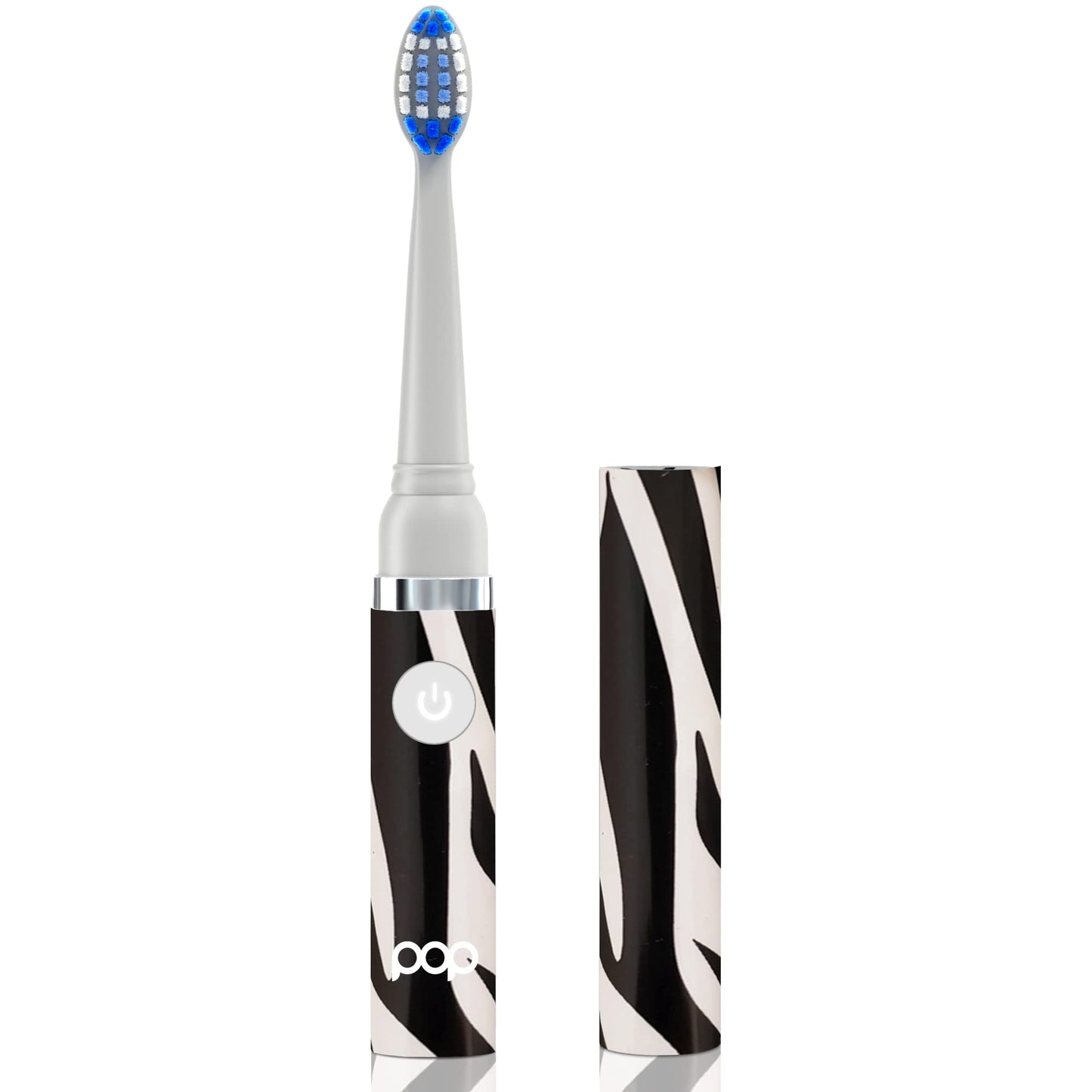 Pop Sonic Electric Toothbrush (Zebra) - Travel Toothbrushes w/AAA Battery | Kids Electric Toothbrushes with 2 Speed & 15,000-30,000 Strokes/Minute, Dupont Nylon Bristles