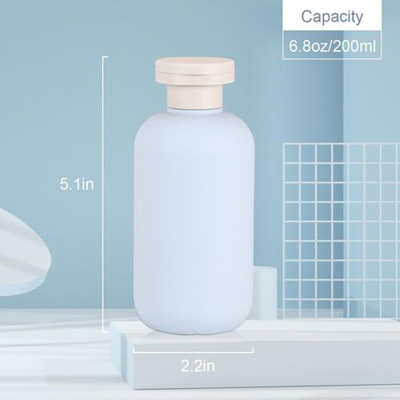 UMETASS 6.8 oz Plastic Travel Shampoo Bottles, Refillable Flip Cap Squeeze Bottles for Toiletries, Large Leakage-Proof Travel Shampoo and Conditioner Bottles (Blue)