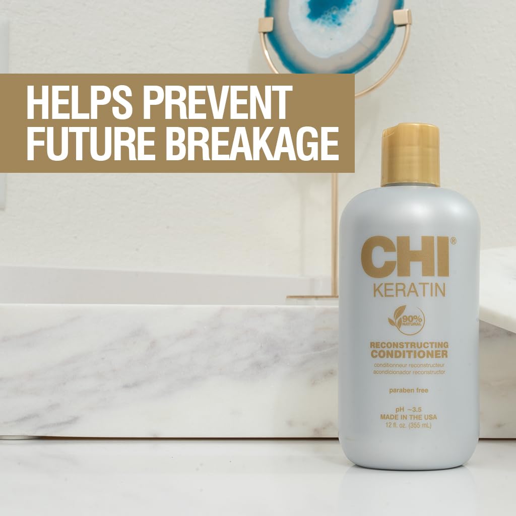 CHI Keratin Reconstructing Shampoo, Delivers Healthier Hair, Adds Shine & Helps Prevent Future Breakage, Sulfate, Paraben, & Cruelty-Free, 32 Oz