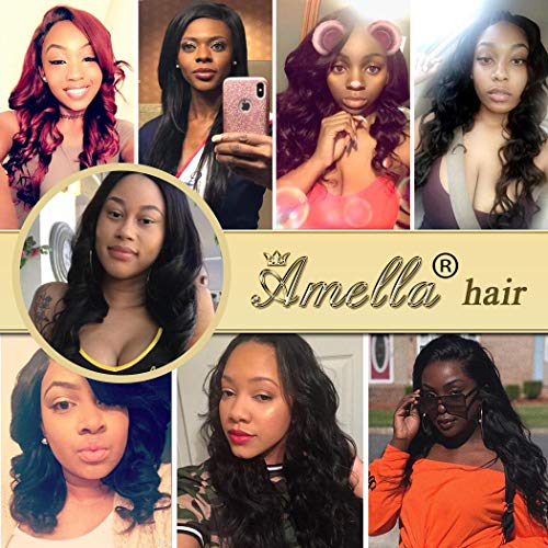 Amella Hair 8A Brazilian Body Wave Virgin Hair 3 Bundles 18 18 18inch 100% Unprocessed Virgin Human Hair Weave Bundles Natural Black Remy Hair