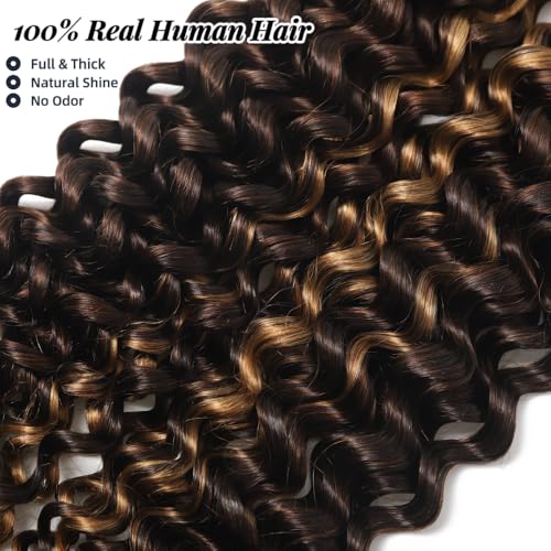 P4/30 Water Wave Ombre Bulk Human Braiding Hair 16inch 2 Bundles 100g Human Hair for Braiding Brazilian Virgin No Weft Unprocessed 100% Human Hair Bariding Hair for Boho Braids