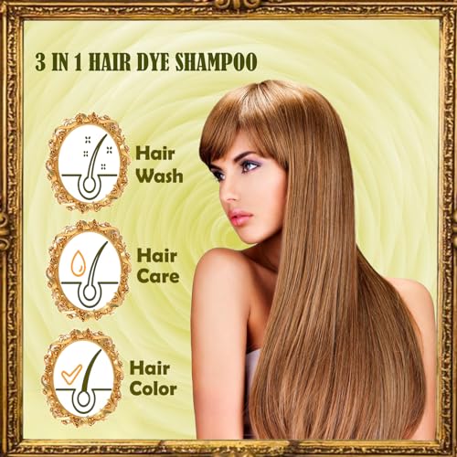 NCEPROHR Blonde Brown Hair Color Shampoo - Instant, Long Lasting Brown Hair Dye Shampoo 3 in 1 for Women & Men, Herbal Brown Shampoo, Easy to Use, Ammonia Free, Paraben Free, 16.90 Fl OZ