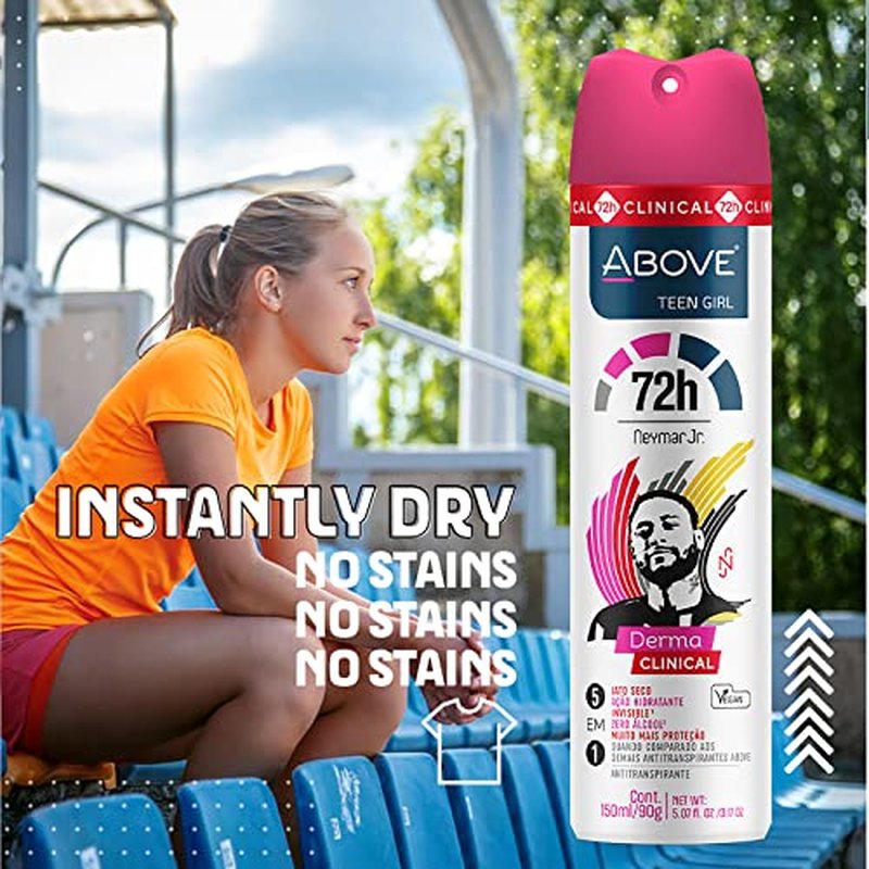 ABOVE Mens Deodorant Antiperspirant, 72 Hours (Extreme Men Black) -Protects Against Sweat & Body Odor - Dry, No Stain & Moisturizing Instant Freshness - Deodorant Spray, Alcohol Free - 3.17 oz