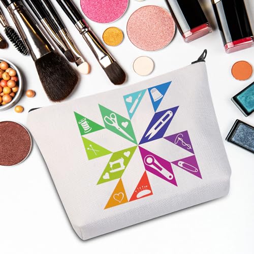 G2TUP Quilting Block Makeup Bag Quilter Gifts Quilt Square Zipper Bag Seamstresses Gifts Quilting Lover Zipper Bag (Quilting)