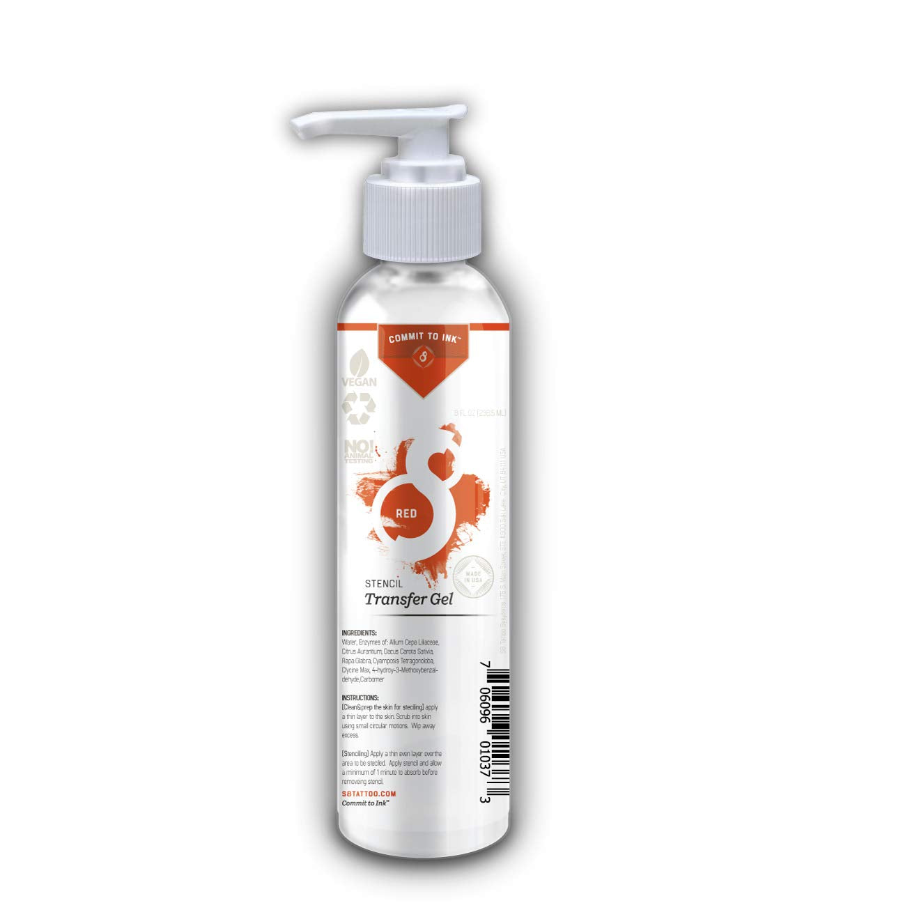 Red Stencil Transfer Gel for Tattoos - 8oz (250ml) - Easy Application Solution