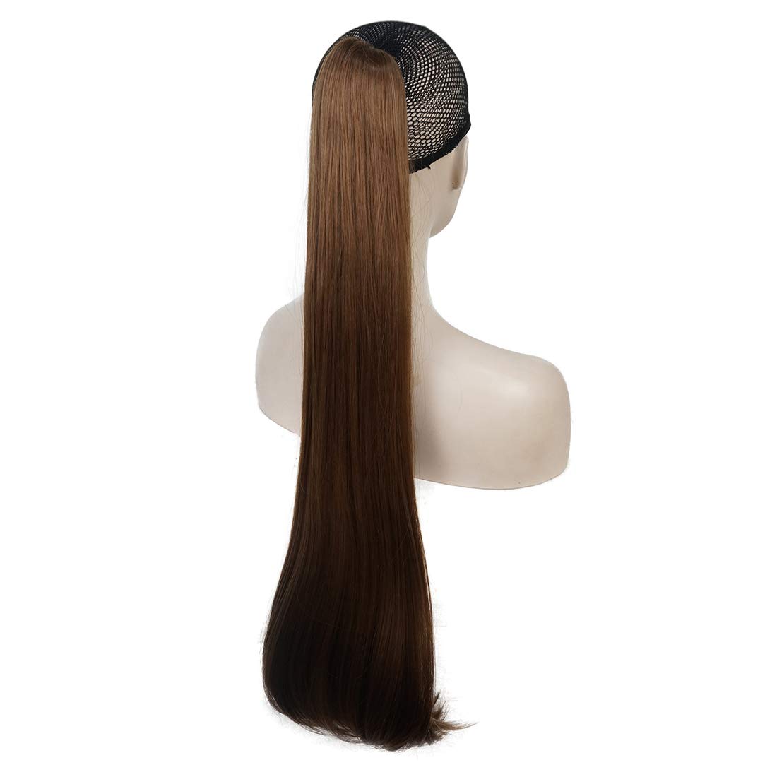 Lydell 24" Long Straight Styled Clip In Claw Ponytail Hairpiece Synthetic Hair Extension with a jaw/claw clip (Golden Brown)