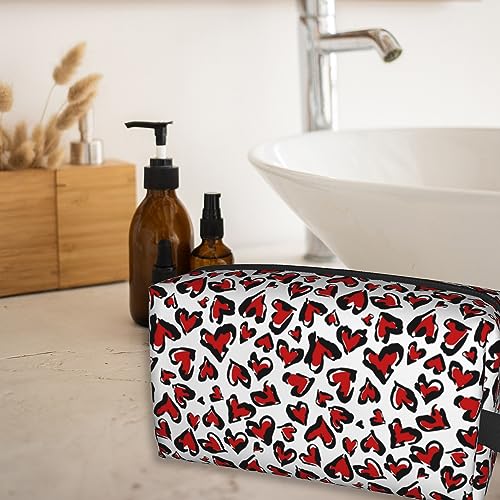 Travel Toiletry Bag Abstract Heart Pattern Personalized Travel Makeup Bag Large Capacity with Zipper Multi-Style Portable,Women and Men Gift Idea Travel Cosmetic Bag