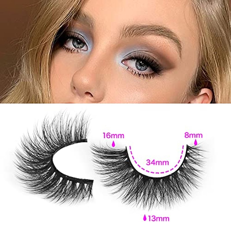 Natural False Eyelashes Cat Eye Lashes Fluffy Mink Lashes Pack Wispy Fake Eyelashes 14 Pairs Strip False Lashes Multipack by TNFVLONEINS
