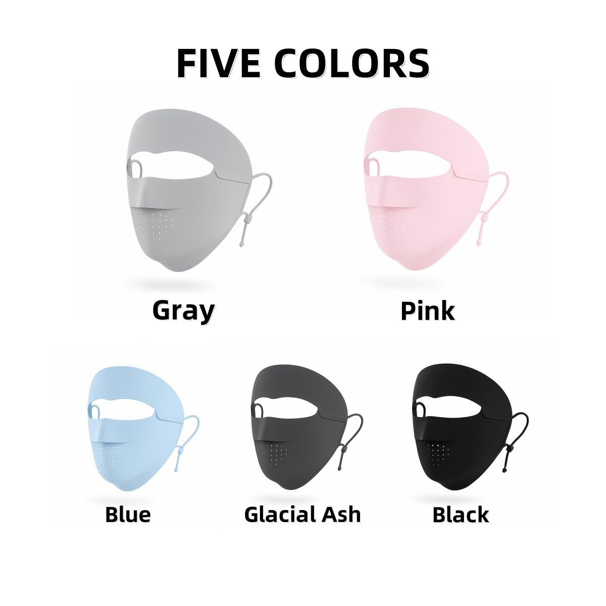 KUKASEN Women’s UPF50+ Ice Silk Face Mask, Breathable Cooling UV Face Cover with Ear Loops & Head Strap for Outdoors Removable Chin Cover