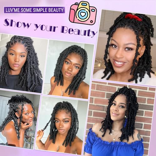 Sunsmilely Afro Twist Hair 8 Inch Marley Twist Braiding Hair 8 Packs Springy Afro Twist Hair 1B Cuban Twist Hair Natural Black Spring Twist Hair Synthetic Wrapping Hair for Soft Locs