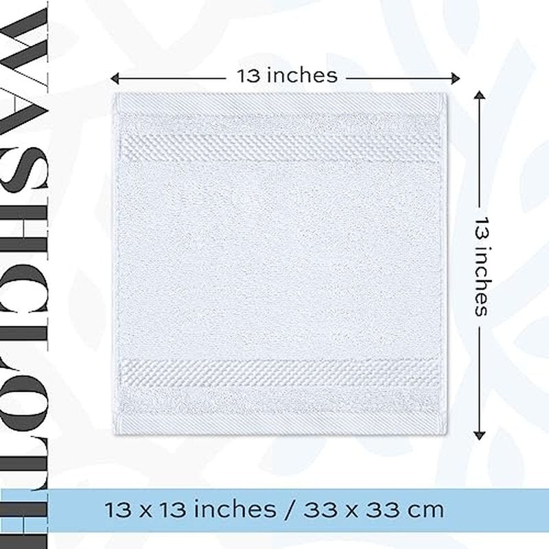 White Classic Luxury Washcloths for Bathroom-Hotel-Spa-Kitchen-Set - Circlet Egyptian Cotton - Highly Absorbent Hotel Quality Face Towels - Bulk Set of 12-13x13 Inch (Forest Green)
