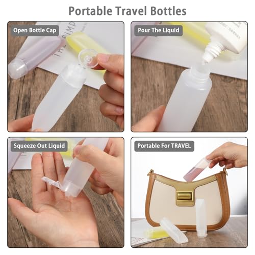 Bewudy 5 PCS Travel Bottles, Refillable Toothpaste Tubes, Small Travel Squeeze Bottles, Refillable Makeup Foundation Container for Toiletries Shampoo Toner Cosmetic