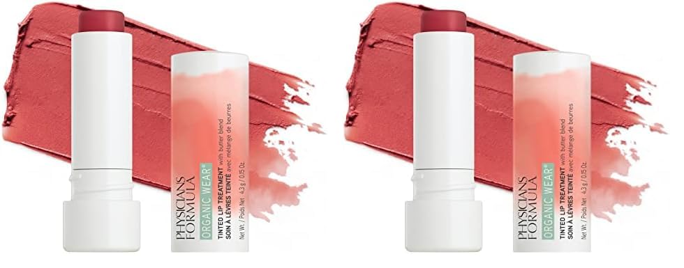 Physicians Formula Organic Wear All Natural Tinted Lip Balm Treatment, Red Love Bite | Dermatologist Tested, Clinicially Tested (Pack of 2)