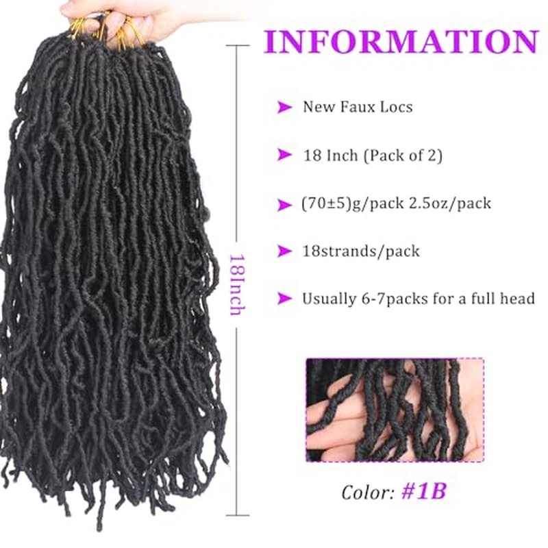 ZRQ 36 Inch New Faux Locs Crochet Hair 6 Packs/Lot Purple Pre-Looped Long Soft Locs Crochet Braids Hair Goddess Locs Curly Wavy Afro Roots Synthetic Hair Extensions (36 Inch, Purple#)