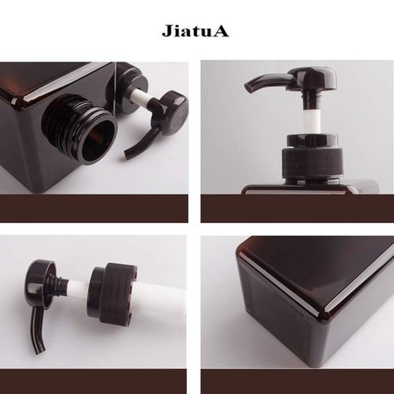 Pump Bottle, Refillable Plastic Empty Lotion Soap Dispenser Liquid Container for Bathroom Shampoo and Body Wash, 15oz/450ml Amber 2 Pack