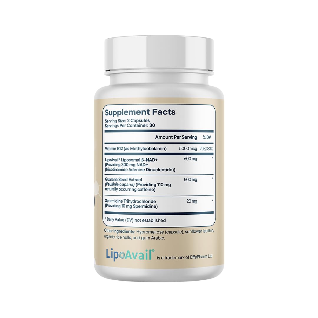 Santo Remedio NAD+ Supplement, Helps Support Healthy Aging and Cellular Health, 4 in 1 Energy Support, Made with Vitamin B12, NAD+, Guarana, and Spermidine, 30 Servings