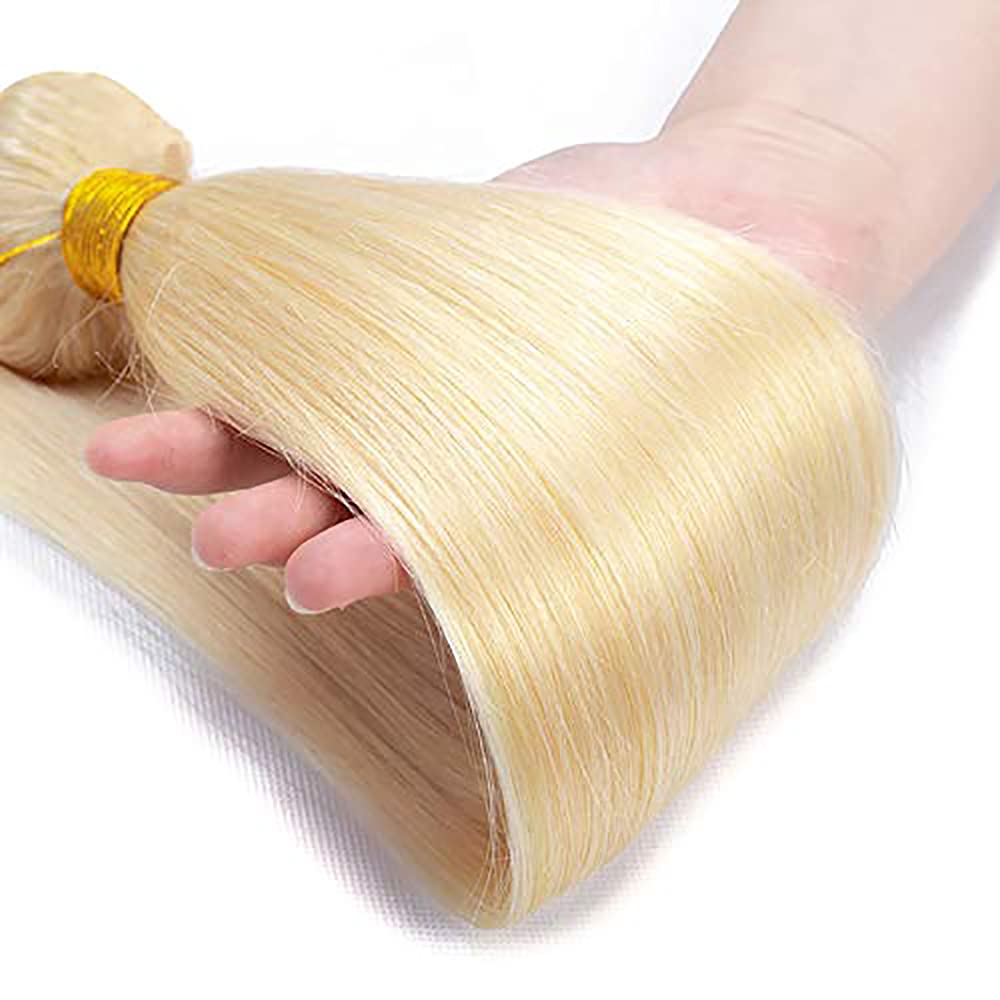 Blonde Bundles Human Hair 613 Straight Human Hair Bundles 22 Inch Brazilian Unprocessed Virgin Human Hair 1 Bundle Blonde Straight Bundles Hair Extensions 613 Bundles