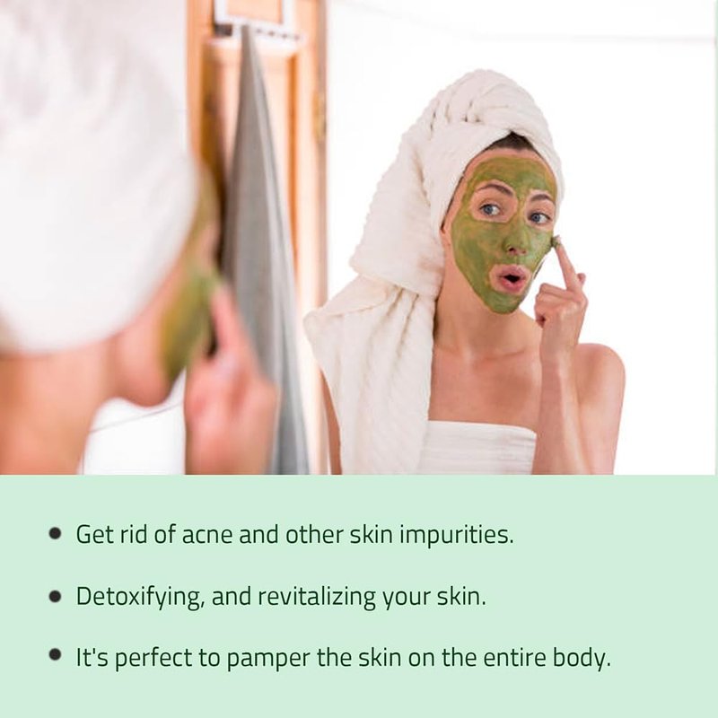 Hebhac Herbs French Green Clay Powder 227 g | Face Mask Oily Skin, Deep Facial Cleanser, Softening Skin, Body Clay | Natural Detoxifying Mask
