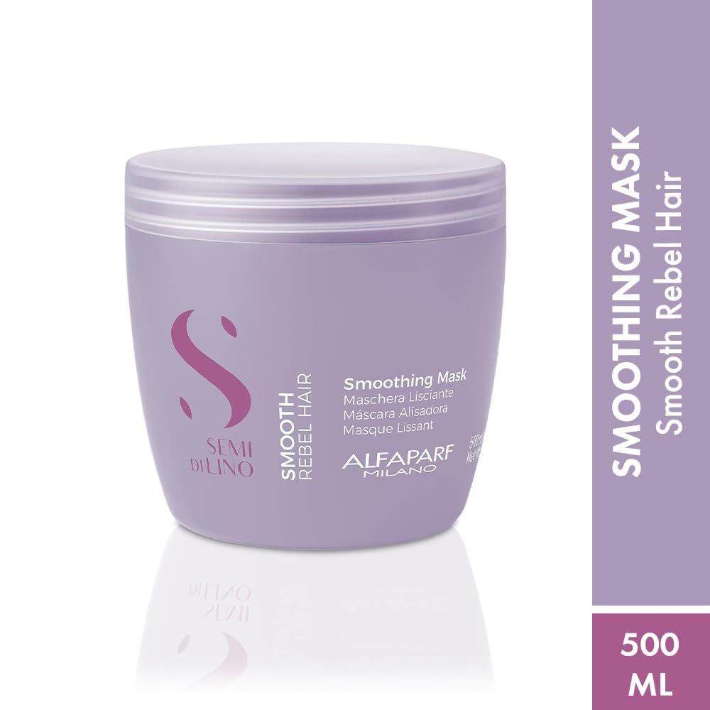 Alfaparf Milano Semi Di Lino Smooth Mask for Frizzy and Rebel Hair - Intensive Detangling Hair Treatment - Controls Frizz - Straightens and Hydrates Unruly Hair