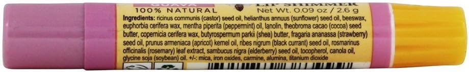 Burt's Bees Lip Shimmer, 100% Natural Moisturizing, with Peppermint Oil, Guava, 0.09 Oz - 6 Pack