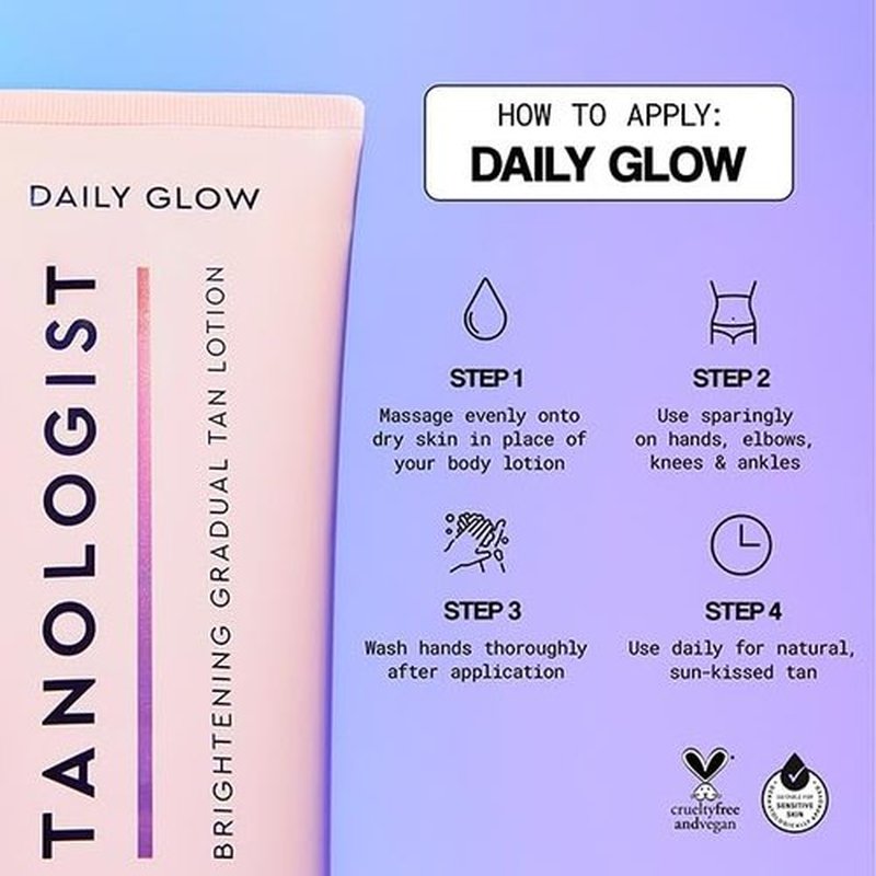 Tanologist Brightening Daily Glow - Medium/Dark - Illuminating Gradual Tan Lotion - Natural, Sun Kissed Glow - Daily Tanning Lotion with Vitamin C, Niacinimide & Cherry Extract - 8.45 fl oz