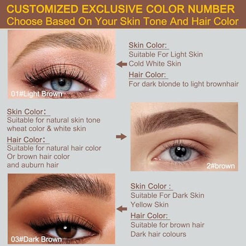Microblading Eyebrow Pencil - Amazing 2-in-1 Dual-Ended Eyebrow Pen with 2-Fork-Tip and Precise Brush-Tip - Waterproof Eyebrow Pen for Natural Hair-Like Brows That Lasts All Day, Light Brown