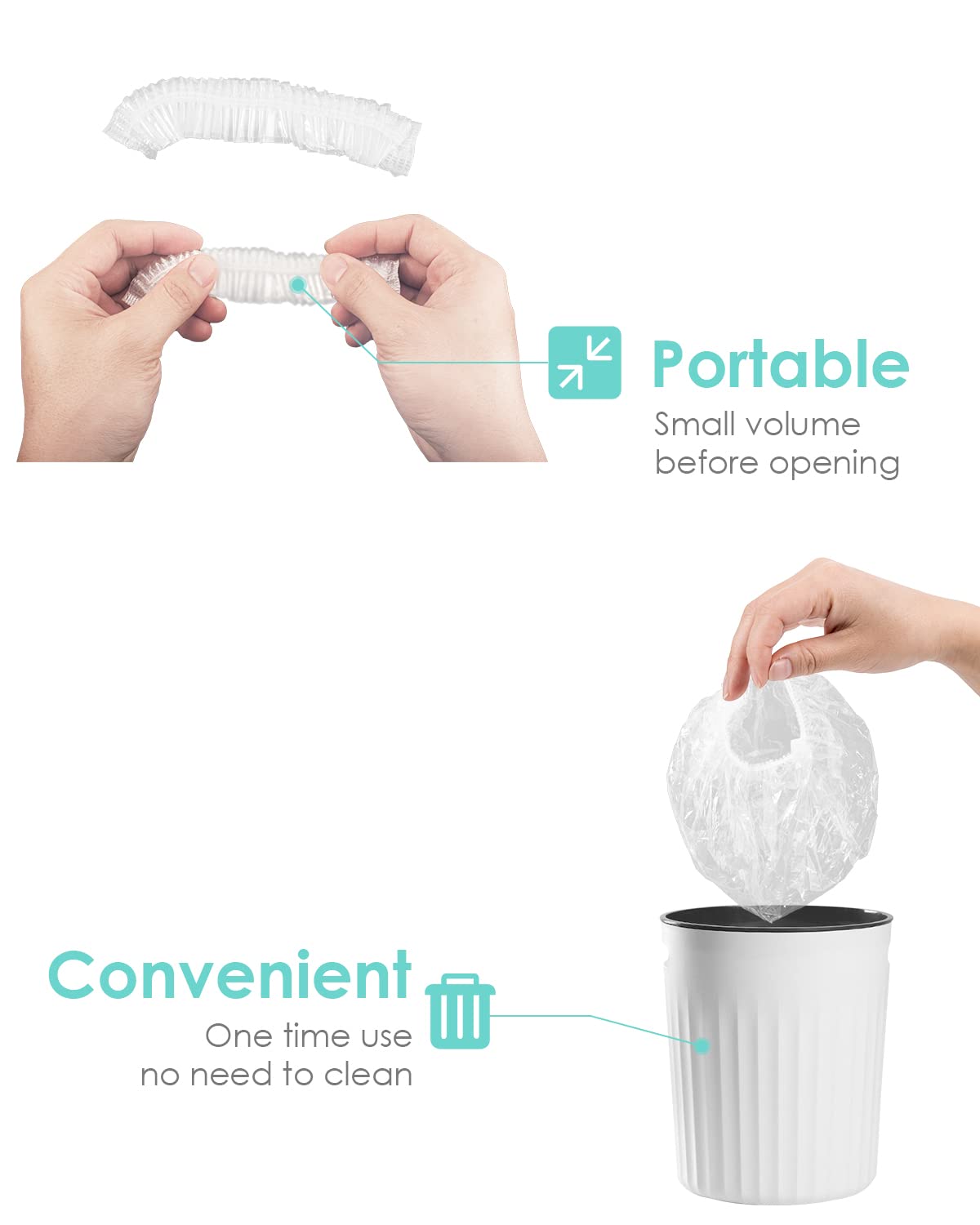 Auban 80 PCS Shower Cap Disposable Extra Large,Bath Caps Clear Waterproof Plastic Elastic Hair Bath Cap Hotel Travel Essentials Accessories Deep Conditioning Hair Care(23.6")