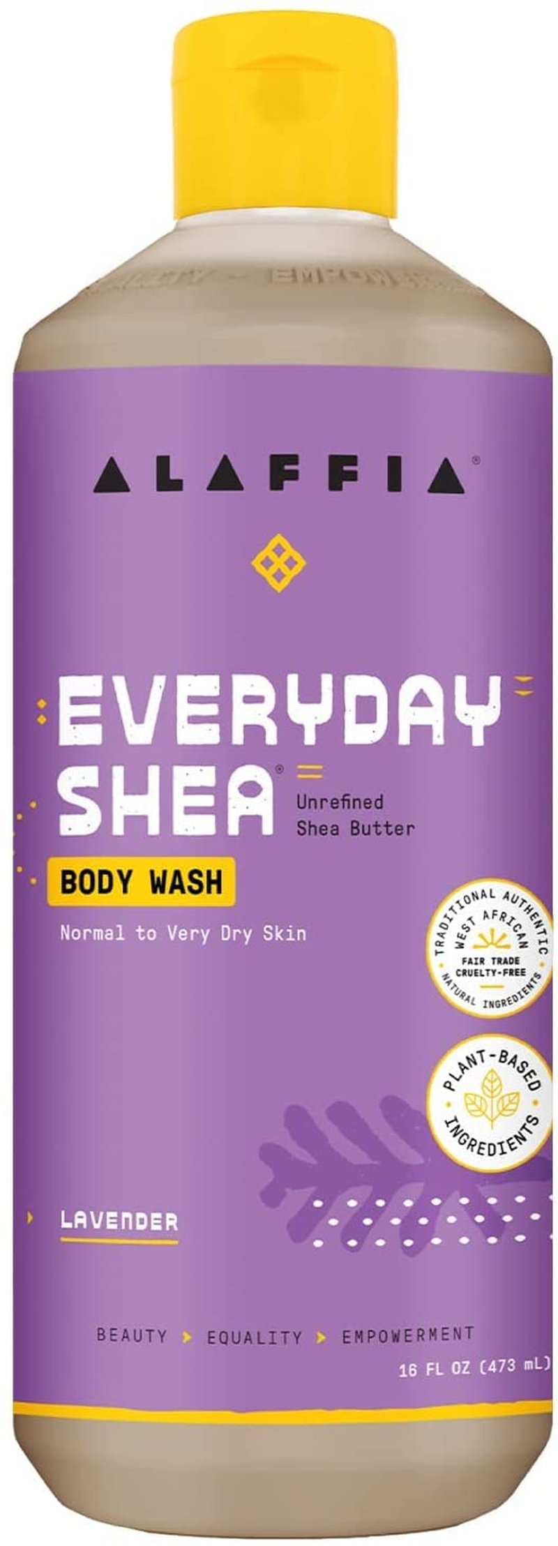 Alaffia Body Wash, EveryDay Shea, Lavender 2-Pack – Gentle Skin Cleanser, Shower Gel for Normal to Very Dry Skin, 16 Oz Ea
