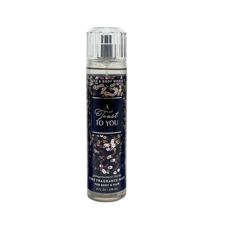Bath & Body Works A TOAST TO YOU Fine Fragrance Mist, Ultimate Hydration Body Cream, and Body Wash 3pc Gift Set with 30-inch Silver Ribbon Bow for Gifts & Holidays – Full Size