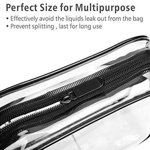 PACKISM TSA Approved Toiletry Bag - 180° Large Opening Clear Makeup Bags with Handle, Easily Access, Floral Texture Lace Clear Toiletry Bags for Traveling, Thick 0.5 mm No Smell, Black
