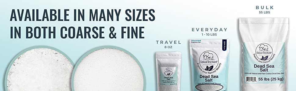 Natural Elephant Dead Sea Bath Salt | 1 Pound Bag (16oz) | 100% Natural and Pure| Coarse Grain | Ideal for Baths and Soaks