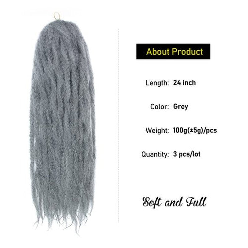 KGBFASS 24inch Dark Grey Marley Twist Braiding Hair Synthetic Long Kinky Curly Afro Marley Braids for Box Braiding Hair Faux Goddess Locs Cuabn Twists Hair Extensions 3Pcs(Dark Grey)
