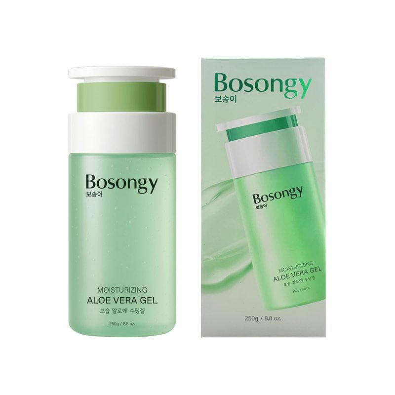 BOSONGY Moisturizing Aloe Vera Gel,Soothing Hydrating Face Body Gel with Pure Aloe Extract, Korean Skincare Green Tea Calms Redness, Repairs After Sun,Refreshes Sensitive Skin (8.8oz