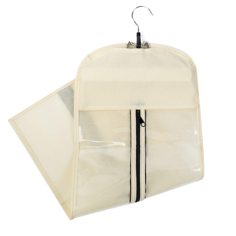 Hairro Portable Hair Extensions Carrier Non-woven Dust-proof Storage Case with Wooden Hanger for Human Hair Extensions, 26 Inch Off White