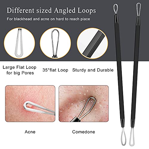 Boxoyx Pimple Popper Tool Kit - 6 Pcs Blackhead Remover Comedone Extractor Tool Kit with Metal Case for Quick and Easy Removal of Pimples, Blackheads, Zit Removing, Forehead, Facial and Nose(Black)