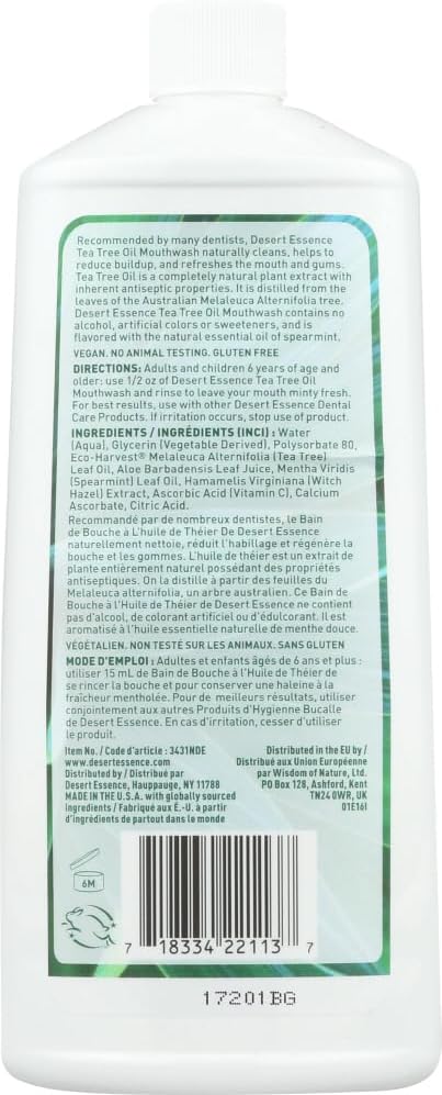 DESERT ESSENCE MOUTHWASH,Tea Tree,Refill, 16 FZ(Pack of 3)