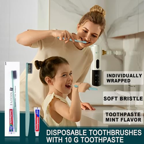 FAOEHN Disposable Toothbrushes with Toothpaste Pack of 30,Straw Green Toothbrush in Bulk with 10g Toothpaste Individually Wrapped Disposable Travel Toothbrushes Kit for Homeless,Airbnb,Hotel,Charity
