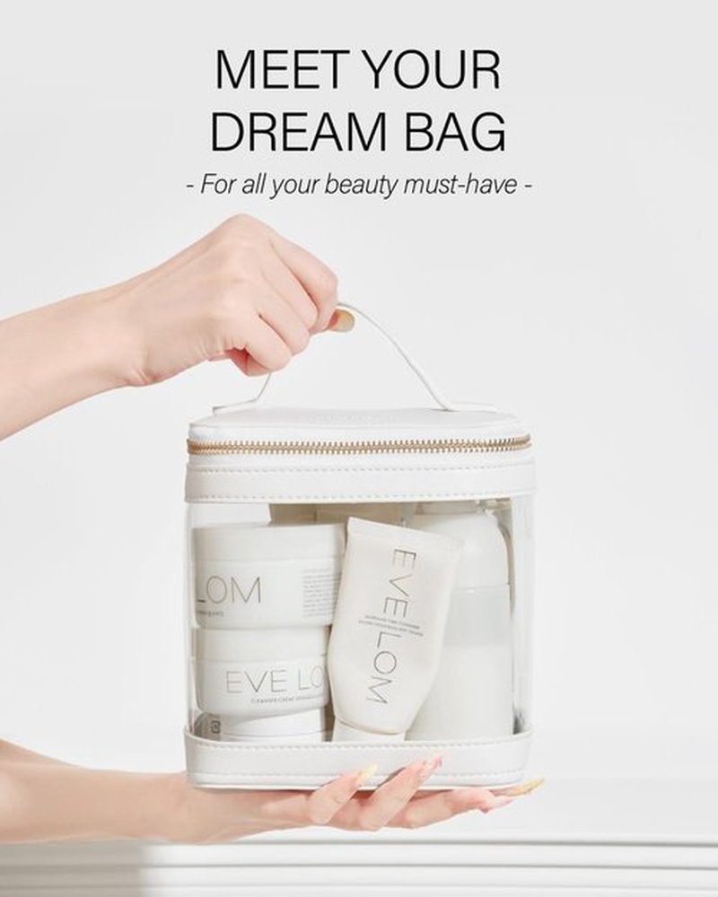 ROWNYEON Clear Makeup Bag, Travel Toiletry Bag Transparent Cosmetic Case with Zipper, Portable Make Up Organizer Clear Car Bag for Essentials with Handle (White)