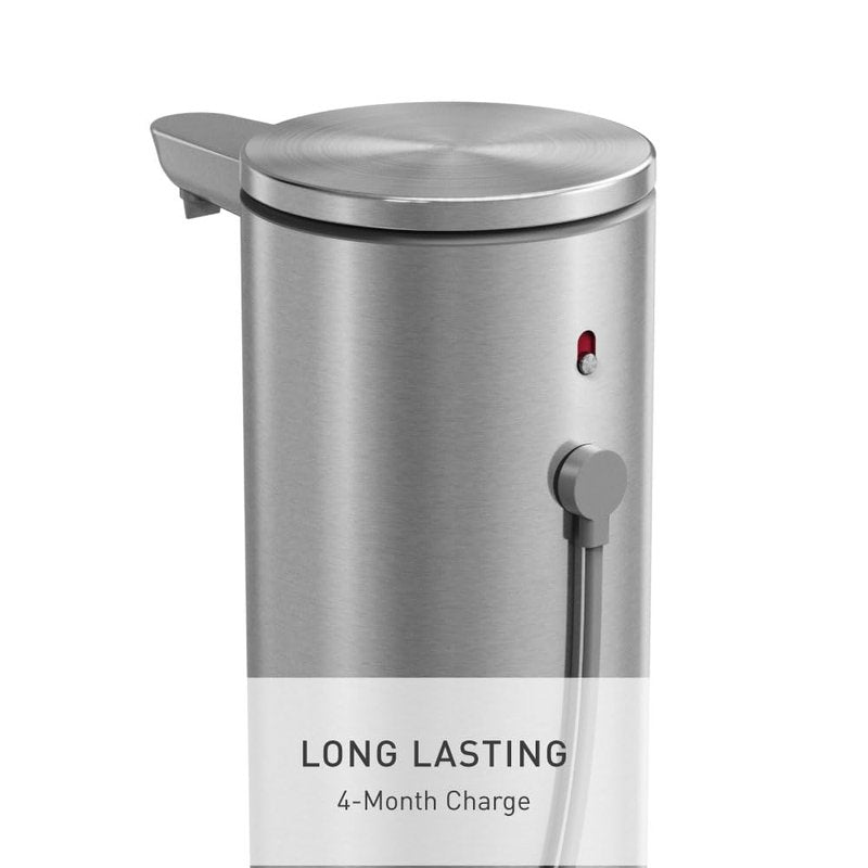 simplehuman Liquid Sensor Pump, 9 oz Automatic Soap Dispenser for Kitchen and Bathroom, Touchless Motion Sensor, Variable Dispense, Rechargeable, No-Drip Spout, High-Grade Brushed Stainless Steel
