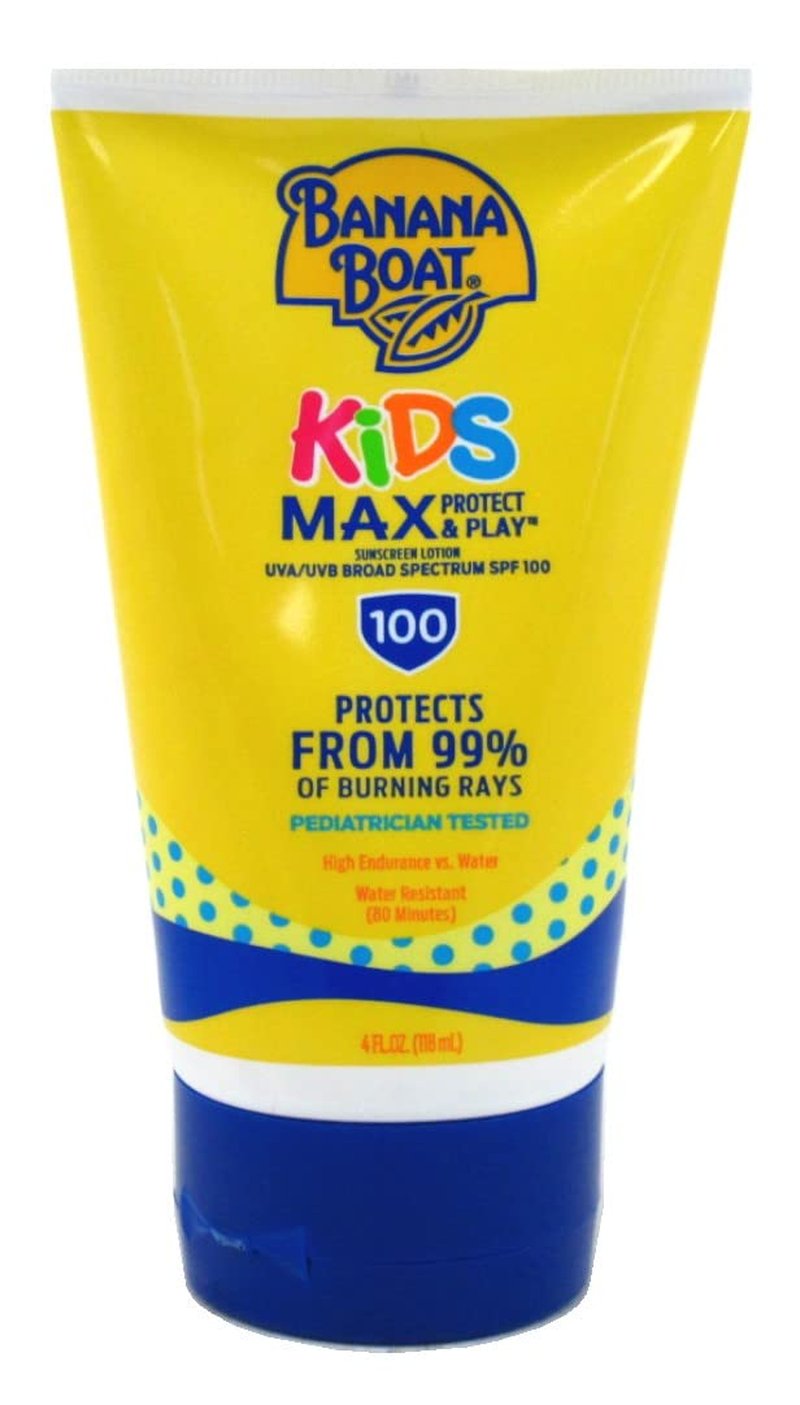 Banana Boat Kids Max Protect & Play Broad Spectrum Sunscreen SPF 100 4 oz (Pack of 6)