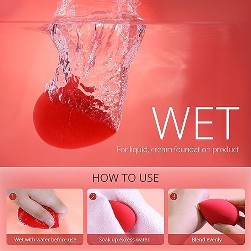 BEAKEY Makeup Sponge 5 Pcs Set, Latex-Free Boun Boun Beauty Sponge for Blending, Makeup Sponges for Foundation Liquid Cream and Powder. Blender for Enhanced Make Up Application, Gift for Women