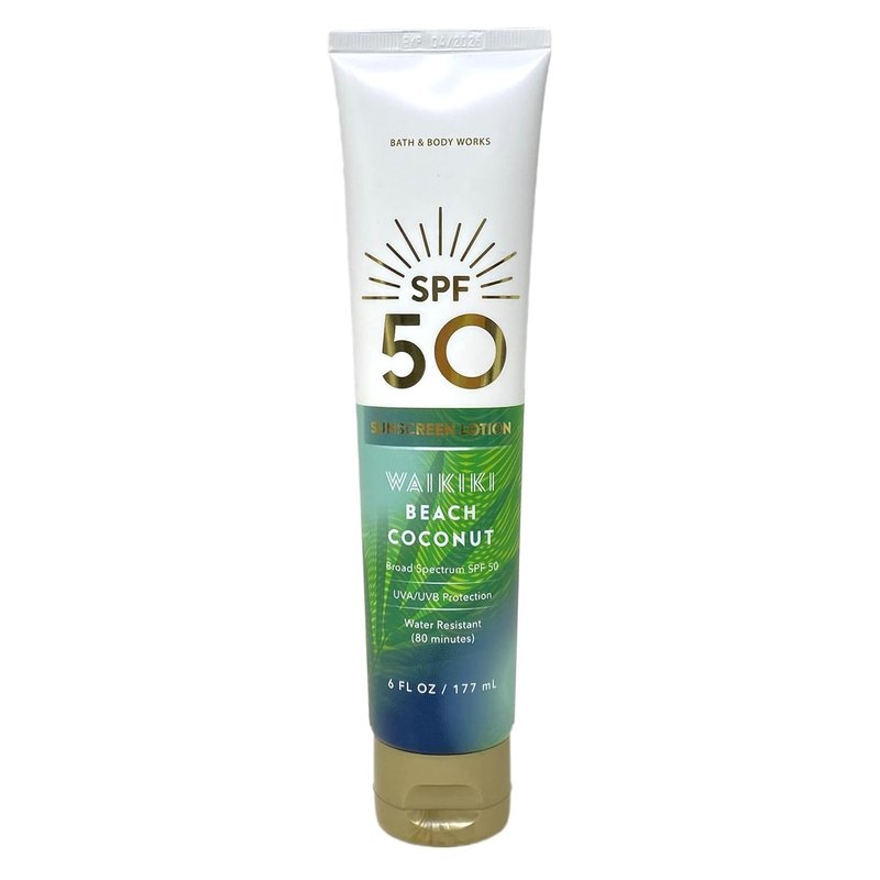 Bath & Body Works Broad Spectrum SPF Sunscreen Lotion - 6 fl oz / 177 mL (Waikiki Beach Coconut, 50, Sun Protection Factor (SPF))