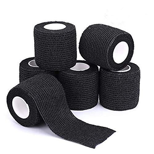 Tattoo Grip Cover Wrap - Yuelong 24pcs 2¡± x 5 Yards Black Disposable Cohesive Tattoo Grip Tape Wrap Elastic Bandage Rolls Self-Adherent Tape for Tattoo Machine Grip Tube Accessories, Sports Tape